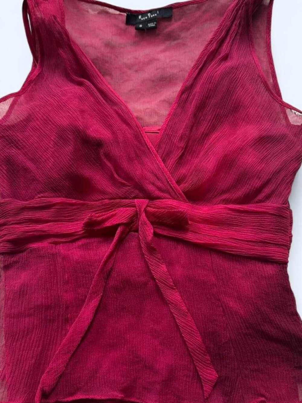 Vintage ECI 100% Silk Chiffon Empire Waist Top Size S